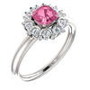 Asscher-Cut Pink Sapphire and Diamond Cluster Ring