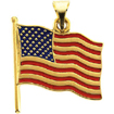 American Flag Pendant in 14K Yellow Gold