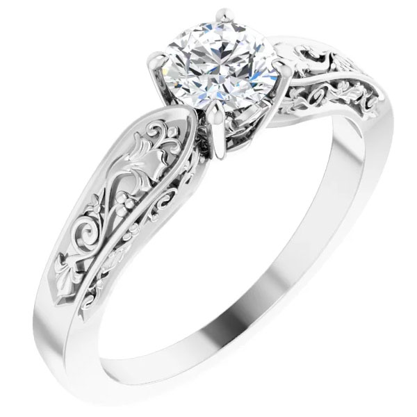 Conflict Free GIA Certified  1/2 Carat Diamond Paisley Engagement Ring