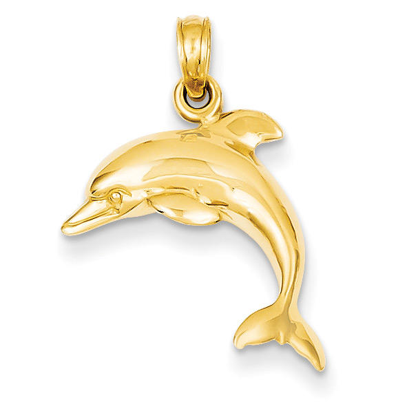 Jumping Dolphin Pendant, 14K Gold
