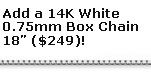 14K White Gold Box Chain, 18 Inches
