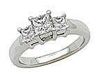 1 Carat Princess Cut Diamond Three-Stone Engagement Ring
