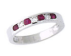Ruby and Diamond Stackable Channel Ring - 14K White Gold