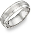 14K White Gold Brushed Center Design Wedding Band Ring