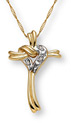 Diamond Heart Cross-Knot Necklace, 14K Gold