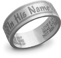 In His Name Bible Verse Wedding Band in Sterling Silver