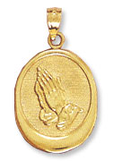 14K Gold Praying Hands Pendant