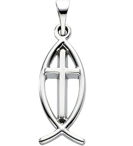 Ichthus Cross Pendant in Sterling Silver