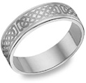 Engraved Celtic Silver Wedding Band Ring