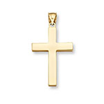 Gold Plated Women's Cross Pendant Plain Polished