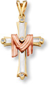 14K Tri-Color Gold Resurrection Cross Pendant