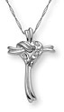 14K White Gold Cross and Heart-Knot Diamond Necklace