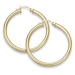 14K Gold Hoop Earrings - 1 5/8