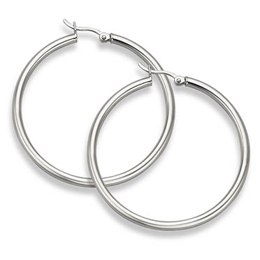 Sterling Silver Hoop Earrings - 2 5/16