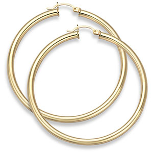 Large 2 5/16 Inch 14K Gold Hoop Earrings (4mm Thick)