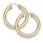 7/8 Inch 4mm Thick 14K Gold Hoop Earrings
