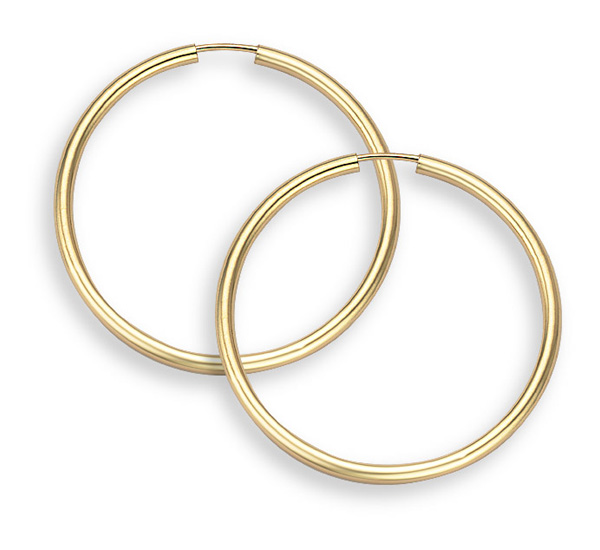 1 inch 14k gold hoop earrings (2mm thick)
