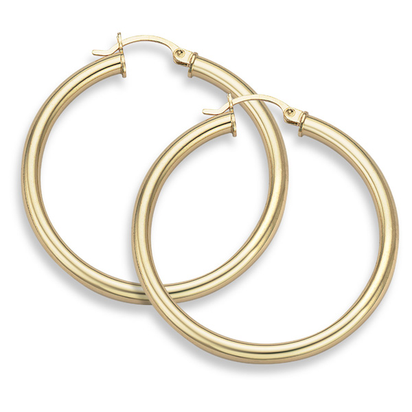 14K Gold Hoop Earrings - 1 3/4