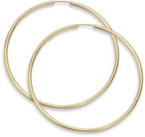 2 1/8 Inch 14K Gold Hoop Earrings (2mm Thick)