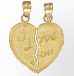 14K Gold Friendship Heart Pendant - I Love You