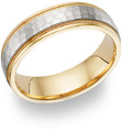 Hammered Wedding Band Ring - 14K Two-Tone Gold