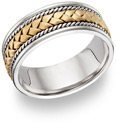 Braided Wedding Band Ring - 14K Two-Tone Gold