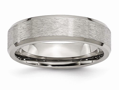 Chisel Titanium Brushed Beveled Wedding Band Ring
