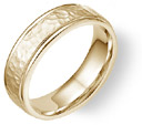 Hammered Wedding Band Ring - 14K Yellow Gold