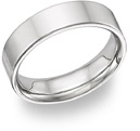 Flat 6mm Wedding Band Ring, 14K White Gold