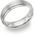 14K White Gold Brushed Wedding Band Ring