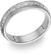 Carved Paisley White Gold Wedding Band Ring