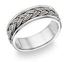 Hand-Woven Wedding Band Ring in 18K White Gold