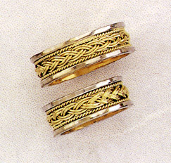 Braided with Rope Design Wedding Band Ring, 14K Two-Tone Gold