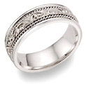 Platinum Paisley Sculpted Wedding Band Ring