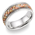 14K Tri-Color Gold Braided Wedding Band Ring