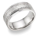 Hammered Double Edged Wedding Band in 18K White Gold