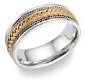 14k two-tone gold braided wedding band ring