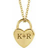small 14k gold engravable heart lock necklace with initials