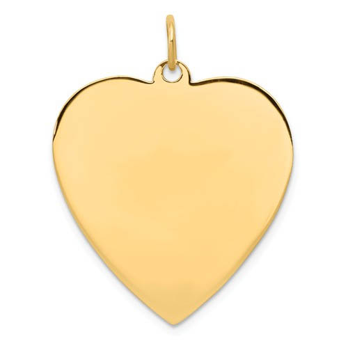 14K Gold Engravable Heart Pendant, Polished