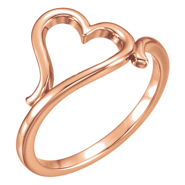 14K Rose Gold Free Formed Heart Ring