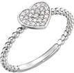 Beaded Diamond Heart Ring, 14K White Gold