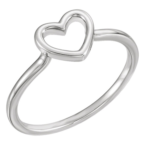 Simple Open Heart Ring Sterling Silver 