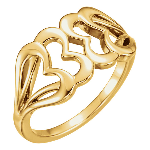 Interlocking Heart Ring in 14K Yellow Gold