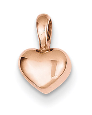 D64/6 6mm Loop Sold individually 9mm Rose Gold Vermeil Puffed Heart Charm 