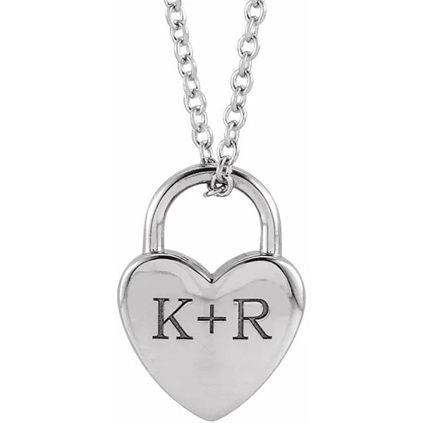 Personalized Heart Padlock Necklace
