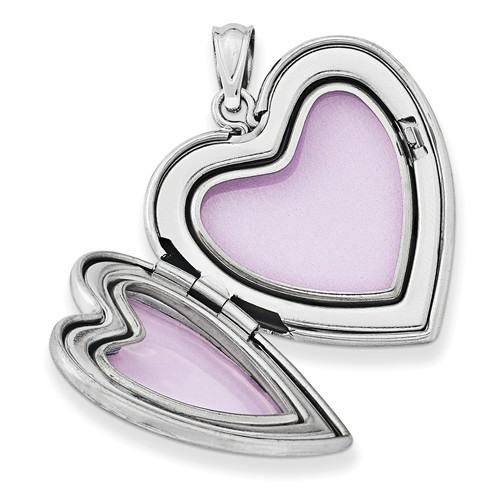 silver heart cross locket open