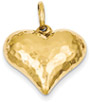 Hammered Heart Pendant, 14K Gold