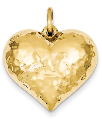 Large Hammered 14K Gold Heart Pendant