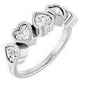 5-Stone Heart-Shaped White Sapphire Gemstone Ring 14K White Gold