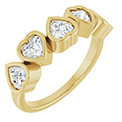 5-Stone Heart-Shaped White Sapphire Ring in 14K Gold